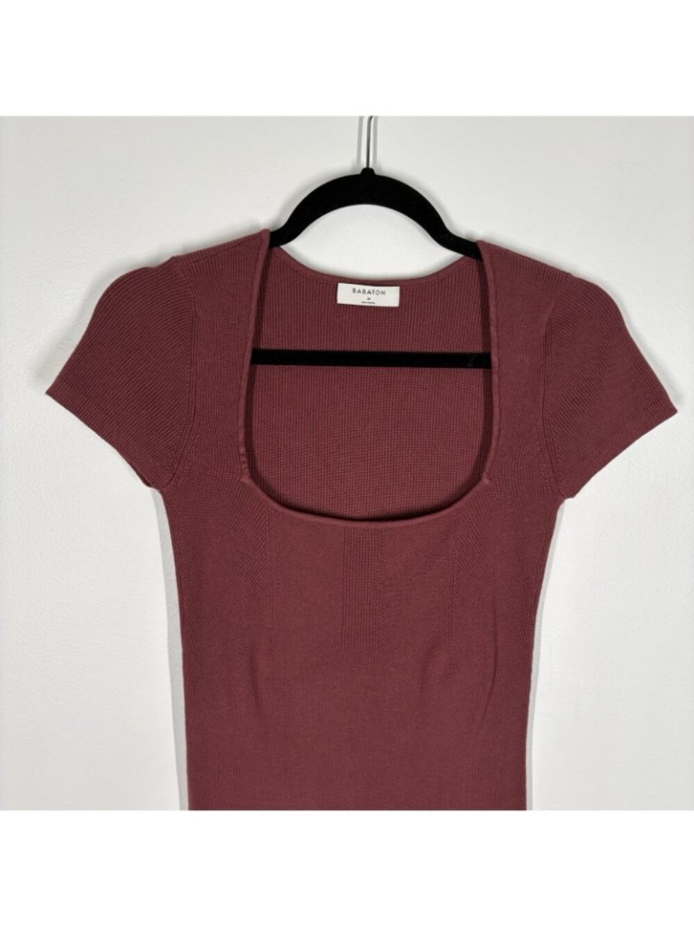 Babaton Aritzia Women M Sundried Red Short Sleeve Emerge Mini Sweater Dress - Picture 5 of 10